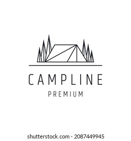 Camp Line Logo design with Line Art On White Backround