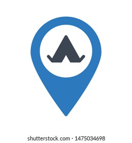 camp location glyph colour vector icon