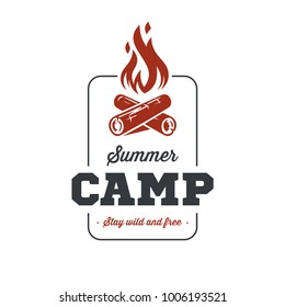 Camp logo and campfire