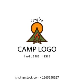 camp logo design with holiday modern concept free vector logo