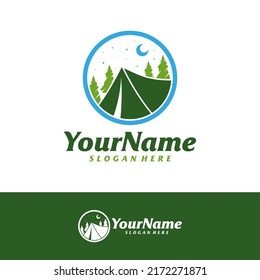 Vorlage für das Design des Camp-Logos. Camping Logo Konzept Vektor. Kreatives Symbolsymbol