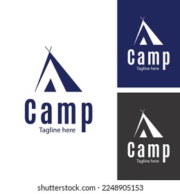 Camp Logo Design Template With Negative Space A Letter.