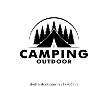 Camp Logo design, Tent Camping logo vector template