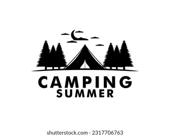 Camp Logo design, Tent Camping logo vector template