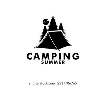 Camp Logo design, Tent Camping logo vector template