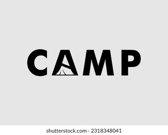 Camp Logo design, Tent Camping logo vector template