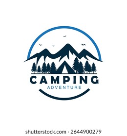 Camp Logo design, Tent Camping logo vector template design