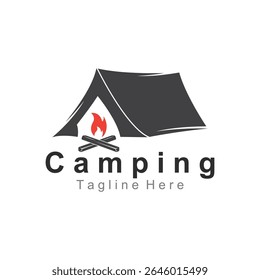 Camp Logo design, Tent Camping logo vector template design