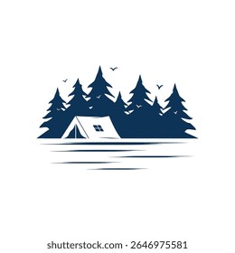Camp Logo design, Tent Camping logo vector template design