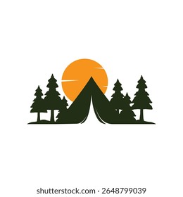 Camp Logo design, Tent Camping logo vector template design