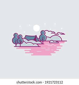 camp logo illustration design Vector