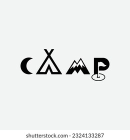 camp logo line art design