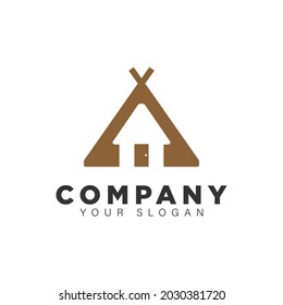 Campinglogo mit einfachem Konzept und brauner Farbe
