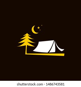 camp logo simple night illustration outdoor tent idea. travel or sport design template, tourism icon inspiration