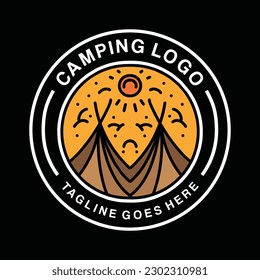 Camp Logo Vector Graphic Design illustration Retro Vintage Circle Badge Emblem Symbol and Icon