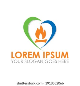 vector de amor de campamento, logotipo de aventura