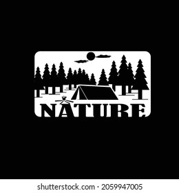 campamento en medio del bosque. plantillas, diseños, ilustraciones, logotipos. archivos vectoriales. Pasos 10