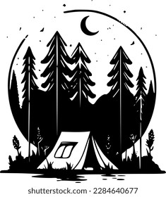 Camp | Minimalist and Simple Silhouette - Vector illustration