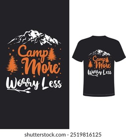 Camp More Worry Less Camping T-shirt, Retro Vintage Camper Camping T-shirt Design