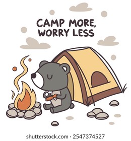 Camp More, Worry Less: Cozy Camping Scene Vector Design