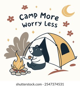 Camp More, Worry Less: Cozy Camping Scene Vector Design