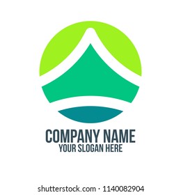 camp, mountain and abstract logo concept for company, corporate, foundation, business, startup and enterprise.