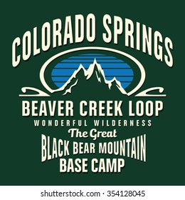 Camp mountain colorado typography, t-shirt graphics, vectors