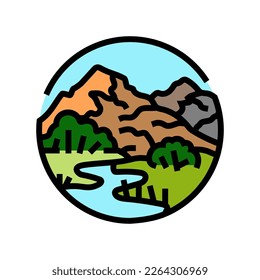 camp mountain landscape color icon vector. camp mountain landscape sign. isolated symbol illustration