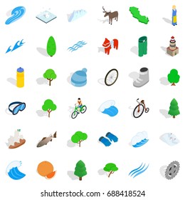 Camp nature icons set. Isometric style of 36 camp nature vector icons for web isolated on white background
