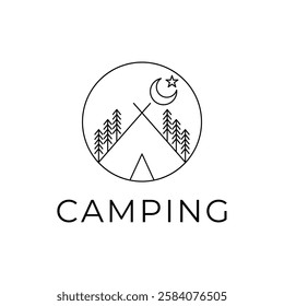 camp night logo design concept vintage label circle