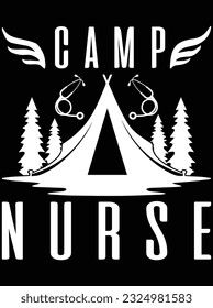 Diseño de arte vectorial de enfermera de campamento, archivo eps. archivo de diseño para camiseta. SVG, archivo de diseño de corte EPS