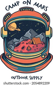 camp on mars print illustration