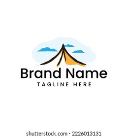 Camp on mountain or hill logo design