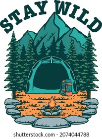 camp outdoor logo badge illustration