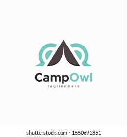 camp owl logo design unique