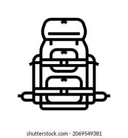 vector de icono de línea de paquete de campamento. signo de paquete de campamento. símbolo de contorno aislado ilustración negra