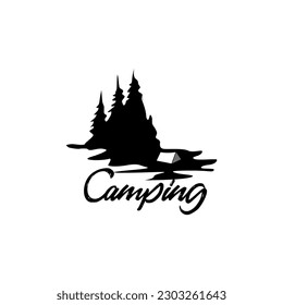 Campingpark-Illustration, Vektorlogo-Design