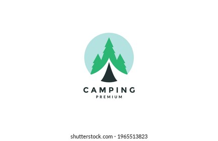 campamento con símbolo del logotipo de los pinos icono vector ilustración de diseño gráfico