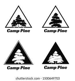 Camp pine triangle badge silhouette logo design. Eps 8 compatible. no gradient, no transparency - vector