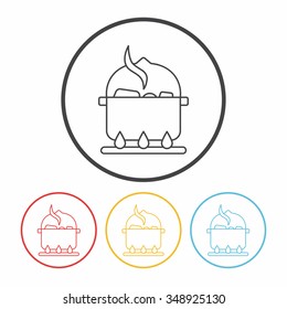 camp pot line icon