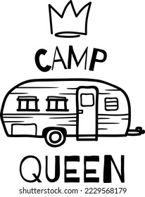 Camp queen vector file, Camping svg design svg