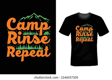 Camping T-Shirt-Design, Vintage, Typografie
