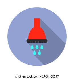 Camping Dusche farbige Illustration lange Schattensymbol. Einfache farbige Vektorillustration von Camping-Icons für i und ux, website oder mobile Anwendungen