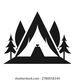 Camp silhouette icon vector  on white background 