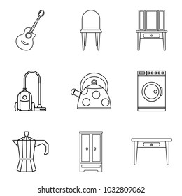 Camp site icons set. Outline set of 9 camp site vector icons for web isolated on white background