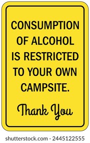 Camp site rules sign and labels