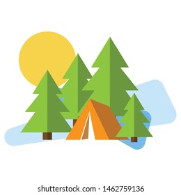 Camp site with trees and rivers