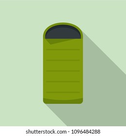 Camp sleeping bag icon. Flat illustration of camp sleeping bag vector icon for web design
