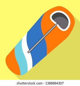 Camp sleeping bag icon. Flat illustration of camp sleeping bag vector icon for web design