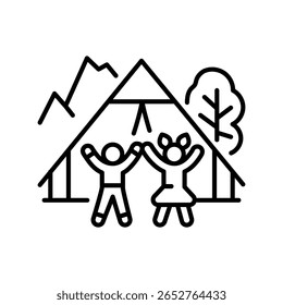Camp Squad black line icon for digital and print projects.  Minimal clean icons for apps and websites. Modern simple icons for UI UX and branding